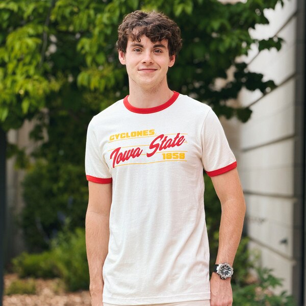 Uscape Iowa State Cyclones 1858 Vintage White Ringer T-shirt